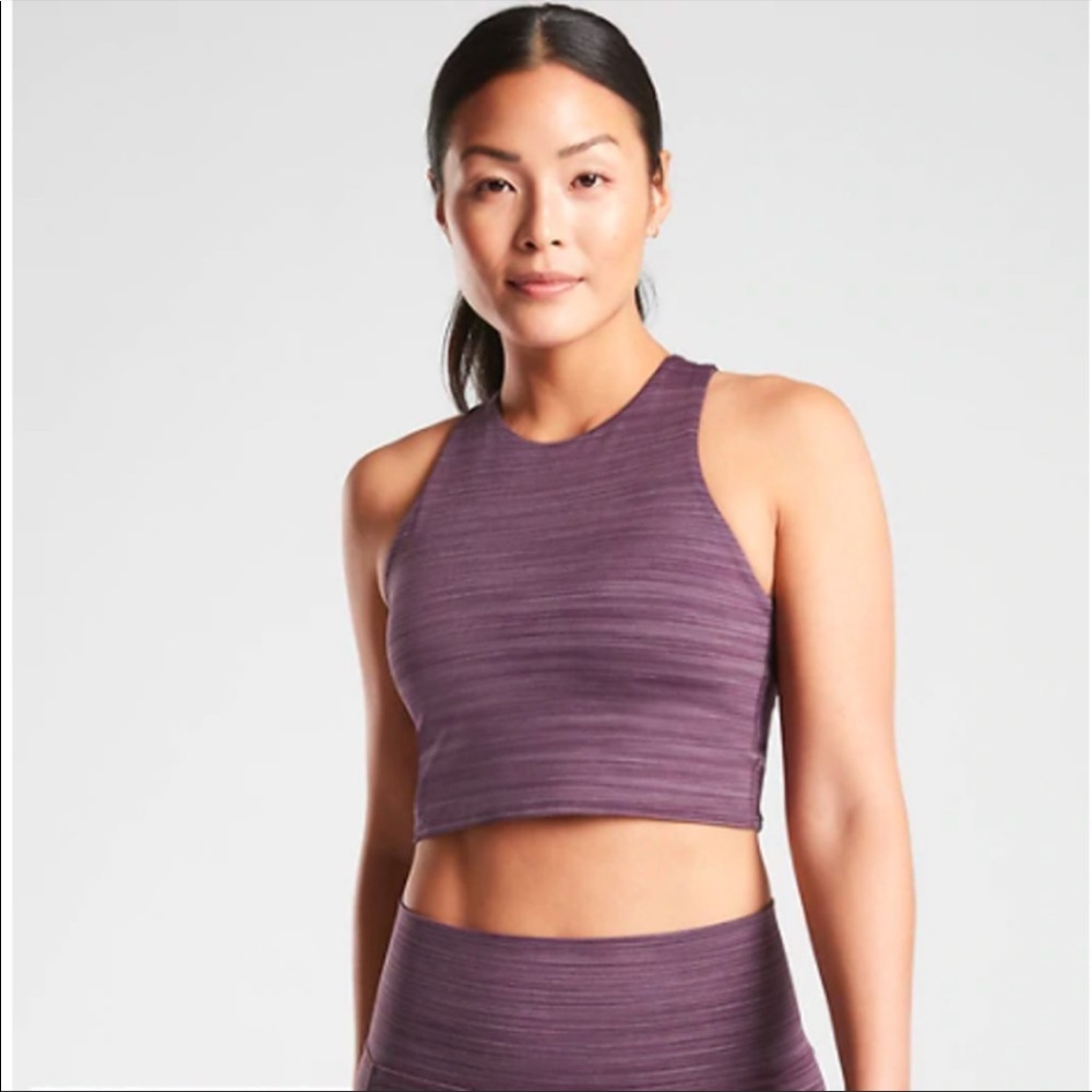 Athleta Conscious Space Dye Crop Top Bra Purple S